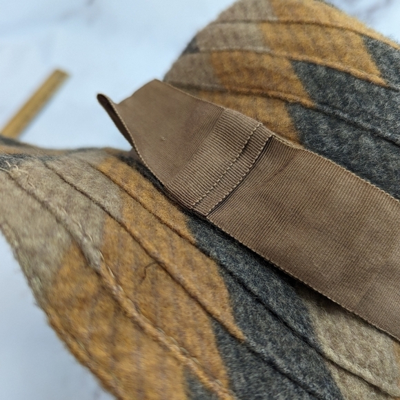 Vintage Wool Hat Floppy 40s 50s Bow Brown Tan Union Made Cloche United Hatters - Picture 8 of 11